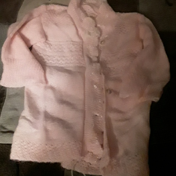 BABY  SOFT LIGHT  PINK SWEATER  AND WHITE  LACEY - Picture 2 of 5